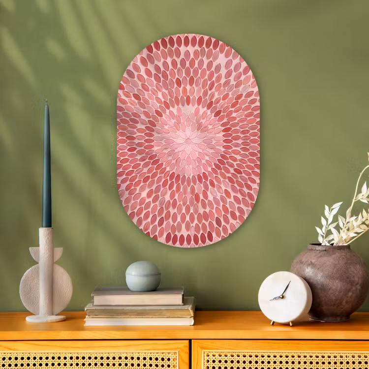 Patroon - Mozaïek - Ovaal - Abstract - Roze Wandcirkel Ovaal Forex klein -sfeer2