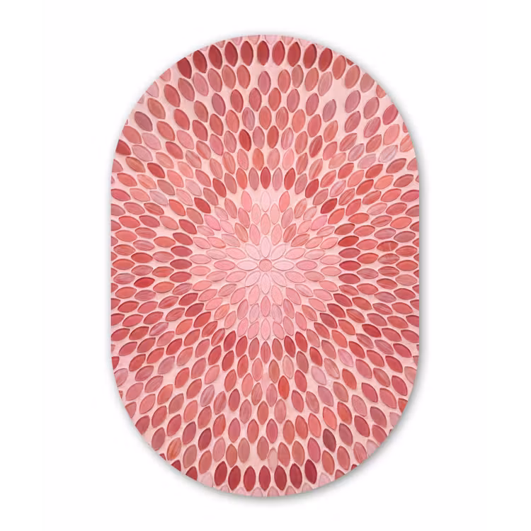 Patroon - Mozaïek - Ovaal - Abstract - Roze Wandcirkel Ovaal Forex klein -3d