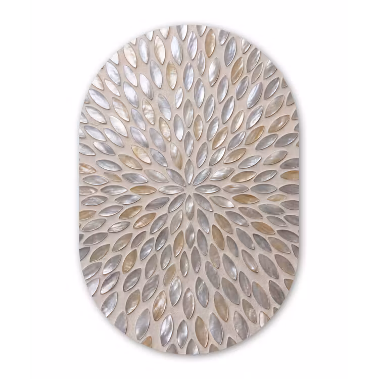 Patroon - Ovaal - Glanzend - Abstract - Beige Wandcirkel Ovaal Forex klein -3d