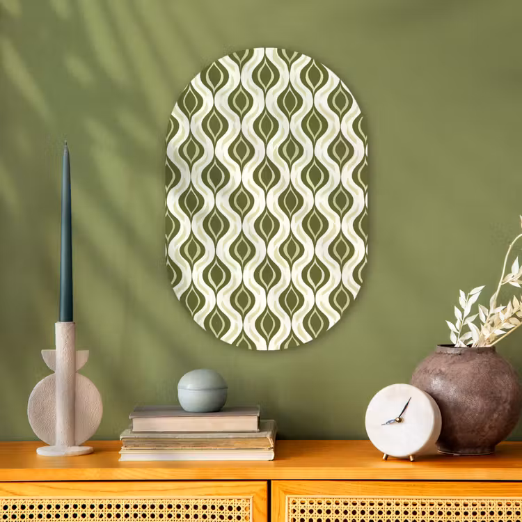 Patroon - Retro - Groen Wandcirkel Ovaal Forex klein 630 -sfeer2