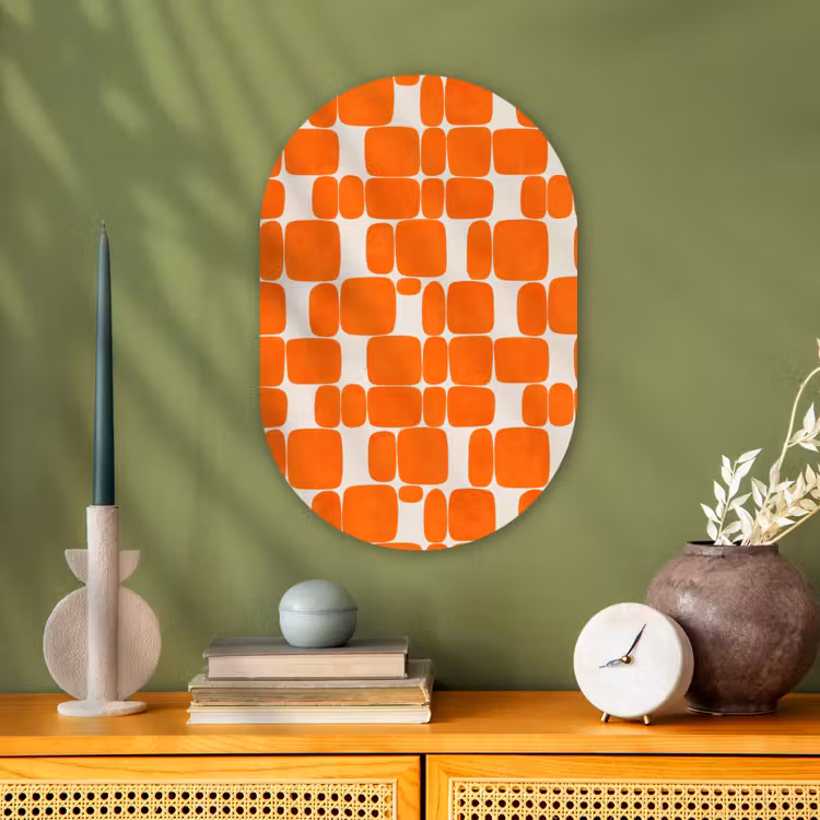 Patroon - Retro - Oranje Wandcirkel Ovaal Forex klein 630 -sfeer2