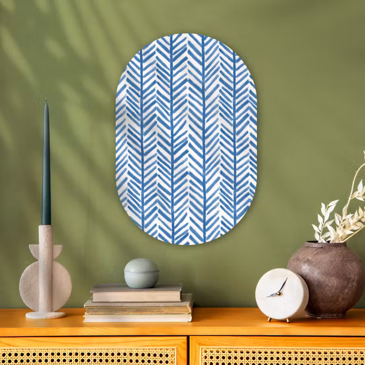 Patroon - Streep - Blauw Wandcirkel Ovaal Forex klein 630 -sfeer2