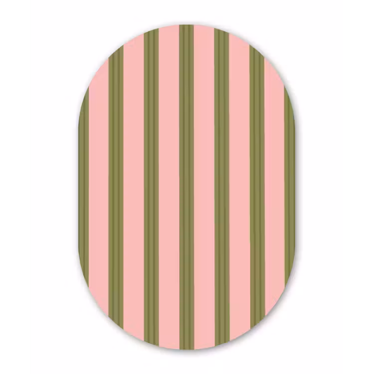 Patroon - Strepen - Abstract - Roze - Groen Wandcirkel Ovaal Forex klein -3d