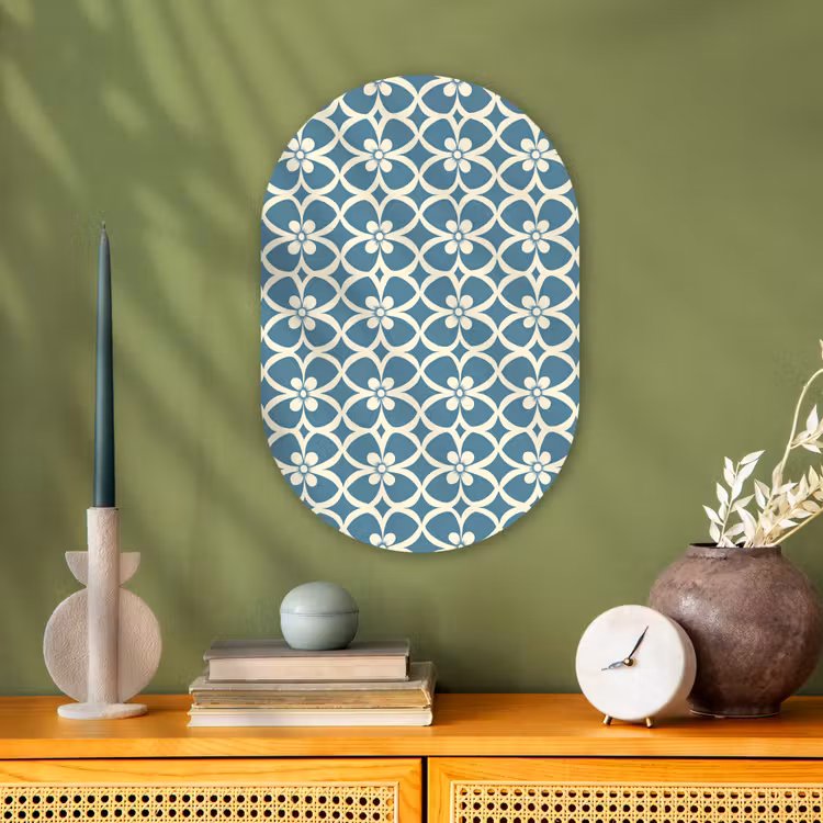 Patroon - Symmetrisch - Blauw Wandcirkel Ovaal Forex klein 630 -sfeer2