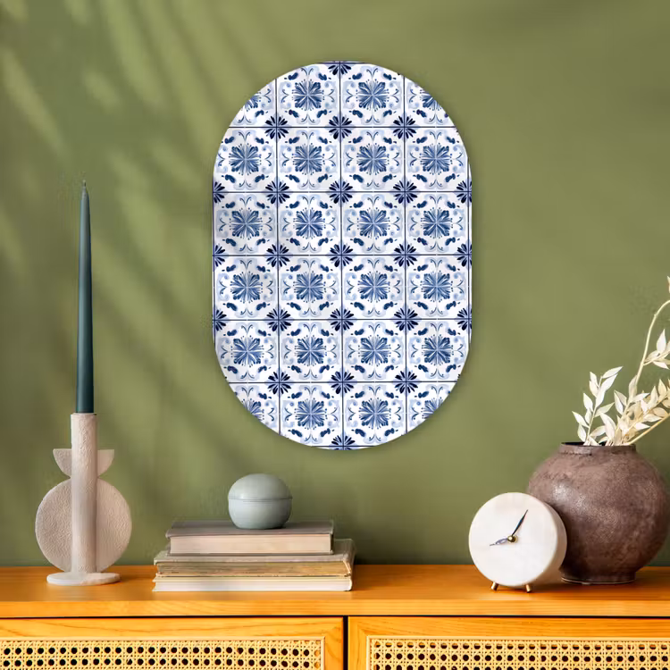 Patroon - Tegel - Blauw Wandcirkel Ovaal Forex klein 630 -sfeer2