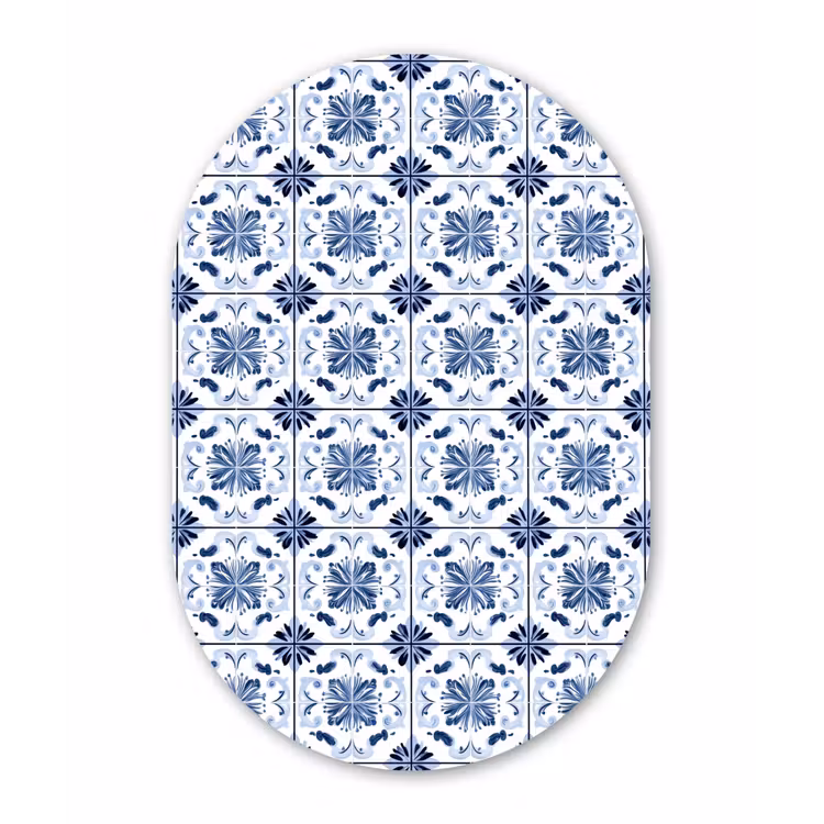 Patroon - Tegel - Blauw Wandcirkel Ovaal Forex klein 630 -3d