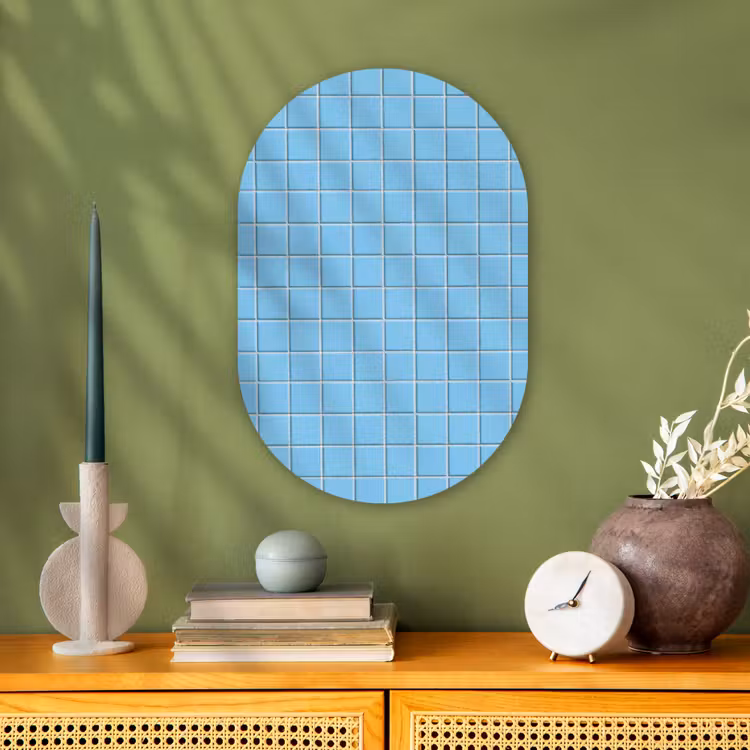 Patroon - Tegel - Pastel - Blauw Wandcirkel Ovaal Forex klein 630 -sfeer2