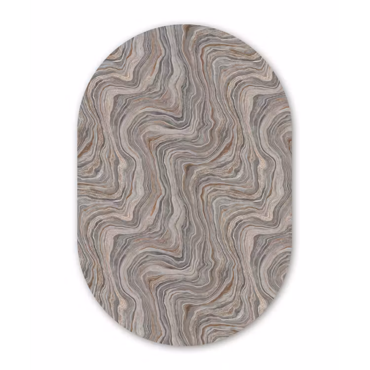 Patroon - Textuur - Grijs Wandcirkel Ovaal Forex klein 630 -3d