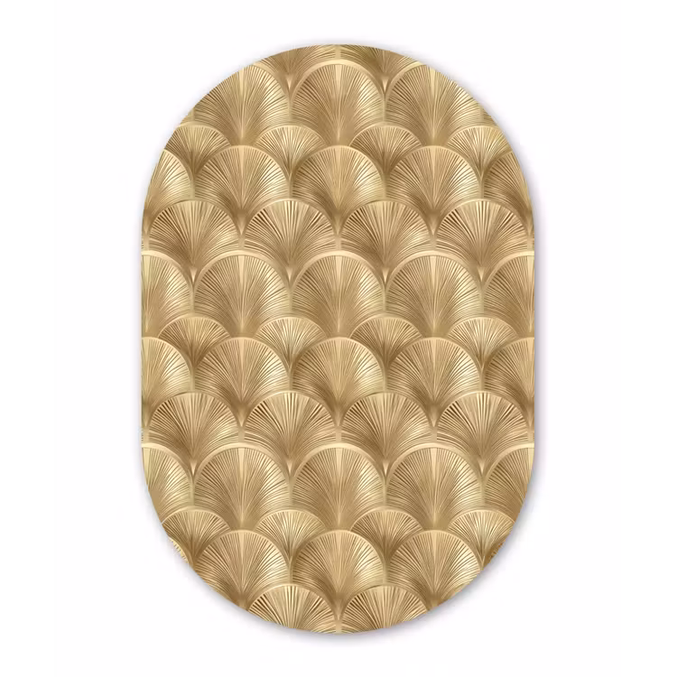 Patroon - Waaier - Goud Wandcirkel Ovaal Forex klein 630 -3d