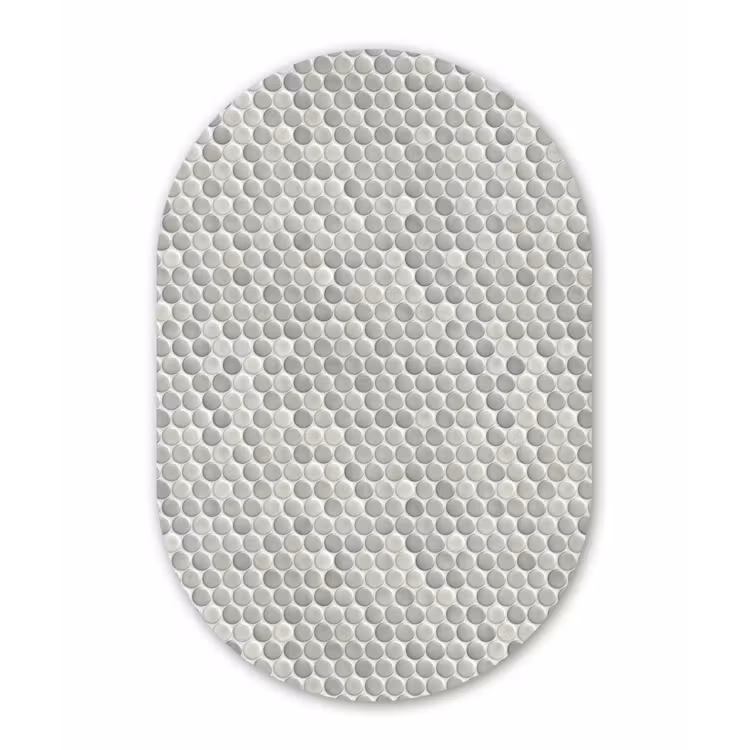 Penny - Mozaïek - Lichtgrijs Wandcirkel Ovaal Forex klein 630 -3d