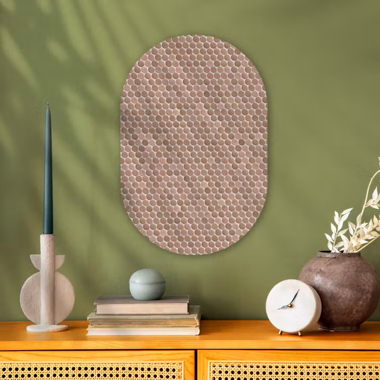 Penny - Mozaïek - Oudroze - Terracotta Wandcirkel Ovaal Forex klein 630 -sfeer2