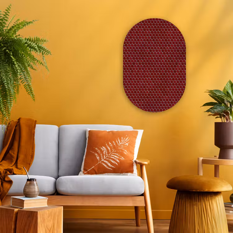 Penny - Mozaïek - Rond - Rood Wandcirkel Ovaal Forex klein 630 -sfeer4