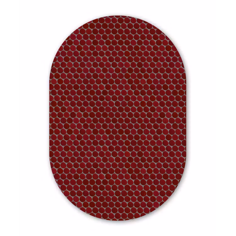 Penny - Mozaïek - Rond - Rood Wandcirkel Ovaal Forex klein 630 -3d