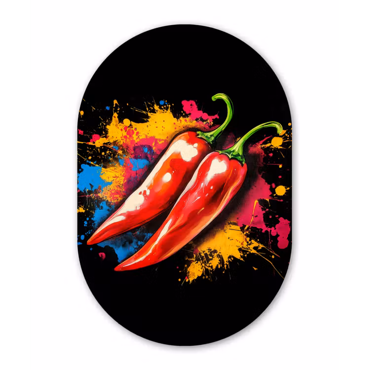 Peper - Graffiti - Verf - Abstract - Modern - Kleurrijk Wandcirkel Ovaal Forex klein -3d