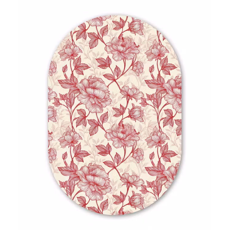 Pioenrozen - Modern -  Rood Wandcirkel Ovaal Forex klein 630 -3d