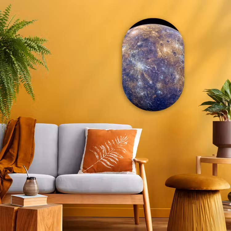 Muurovaal - Planeet - Kraters - Ruimte - Planeet - Kraters - Ruimte Wandcirkel Ovaal Forex klein