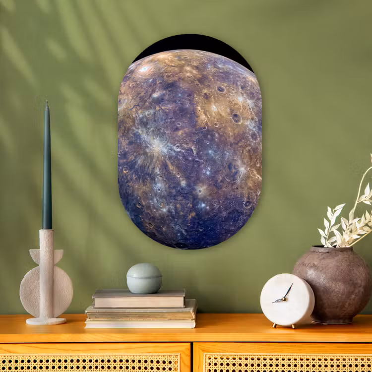 Muurovaal - Planeet - Kraters - Ruimte - Planeet - Kraters - Ruimte Wandcirkel Ovaal Forex klein