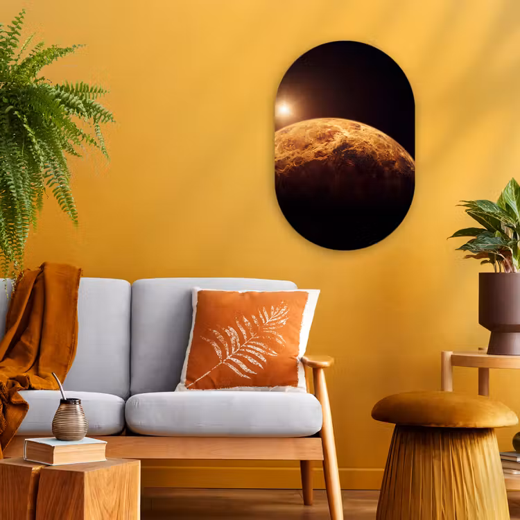 Muurovaal - Planeet - Ruimte - Oranje - Planeet - Ruimte - Oranje Wandcirkel Ovaal Forex klein