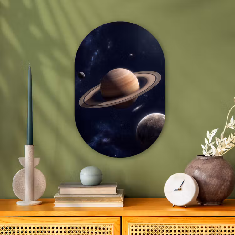 Planeten - Saturnus - Ruimte Wandcirkel Ovaal Forex klein -sfeer2