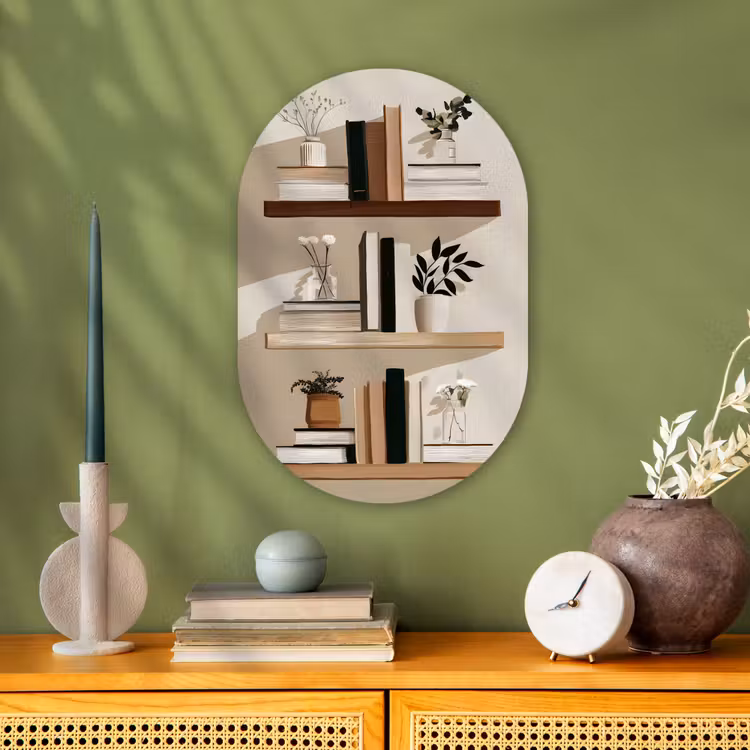 Plankjes - Boeken - Vaasjes - Planten Wandcirkel Ovaal Forex klein -sfeer2