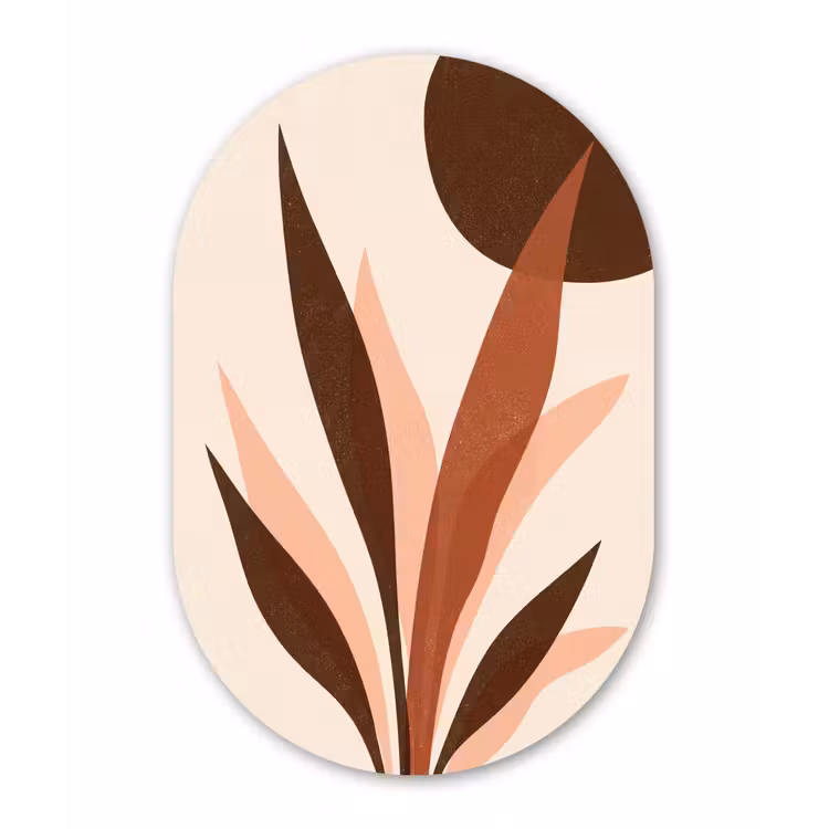 Planten - Abstract - Natuur - Bruin Wandcirkel Ovaal Forex klein -3d