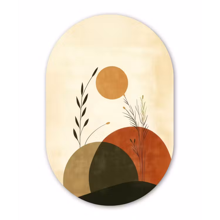 Planten - Abstract - Vormen Wandcirkel Ovaal Forex klein -3d