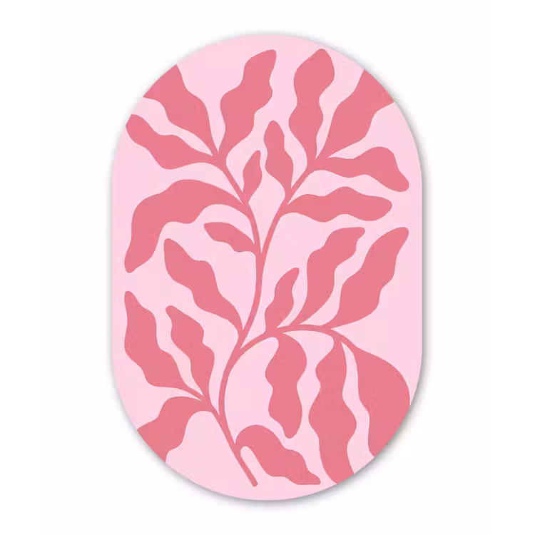 Planten - Organisch - Abstract - Modern - Roze Wandcirkel Ovaal Forex klein -3d