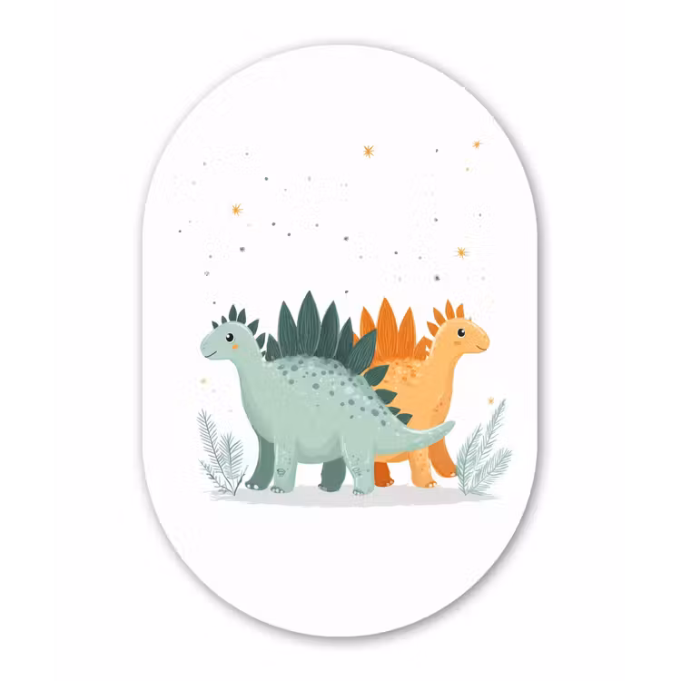 Planten - Sterren - Dinosaurussen - Oranje Wandcirkel Ovaal Forex klein -3d