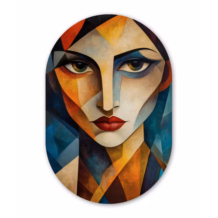 Portret - Abstract - Vormen Wandcirkel Ovaal Forex klein -3d