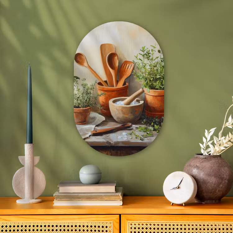 Potten - Kruiden - Hout Wandcirkel Ovaal Forex klein -sfeer2