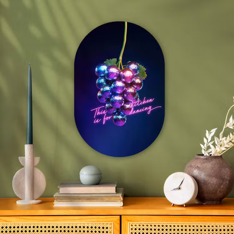 Quote - Neon - Disco - Druiven Wandcirkel Ovaal Forex klein -sfeer2