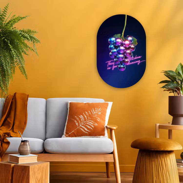 Quote - Neon - Disco - Druiven Wandcirkel Ovaal Forex klein -sfeer4