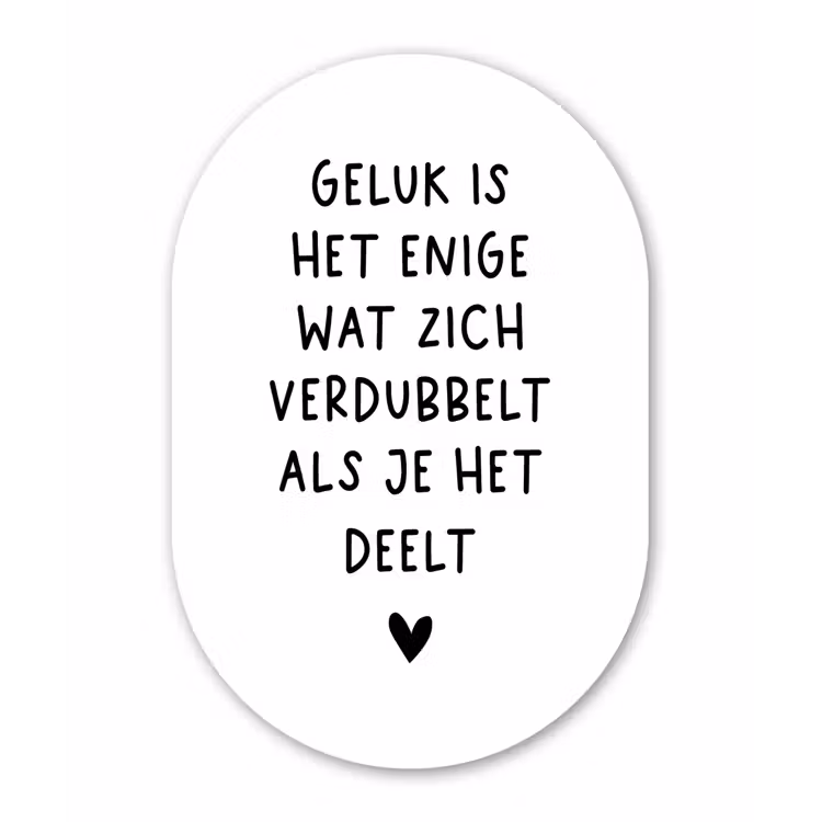 Quotes - Geluk is het enige wat zich verdubbelt - Spreuken Wandcirkel Ovaal Forex klein -3d