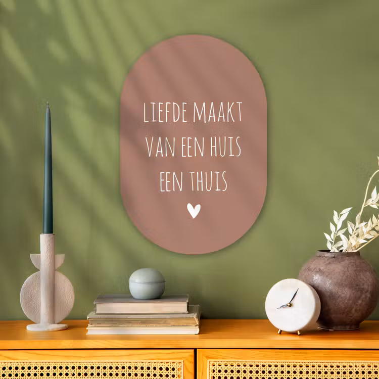 Quotes - Liefde maakt van een huis een thuis - Spreuken Wandcirkel Ovaal Forex klein -sfeer2