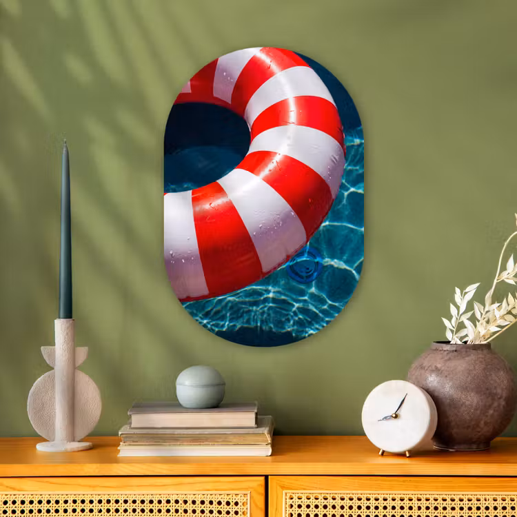 Recreatie - Water - Zomer - Rood - Wit Wandcirkel Ovaal Forex klein -sfeer2