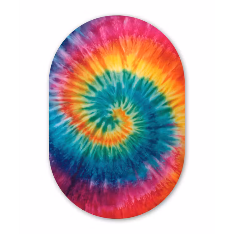 Regenboogkleuren - Tie dye - Wandcirkel Ovaal Forex klein -3d