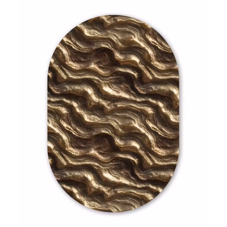 Reliëf - Golven - Abstract - Bronsgoud Wandcirkel Ovaal Forex klein 630 -3d
