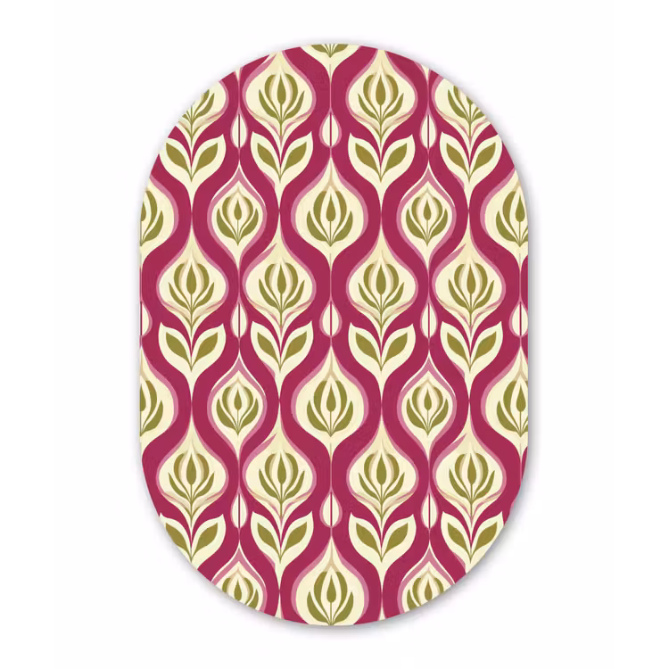 Retro - Floraal - Paars Wandcirkel Ovaal Forex klein 630 -3d
