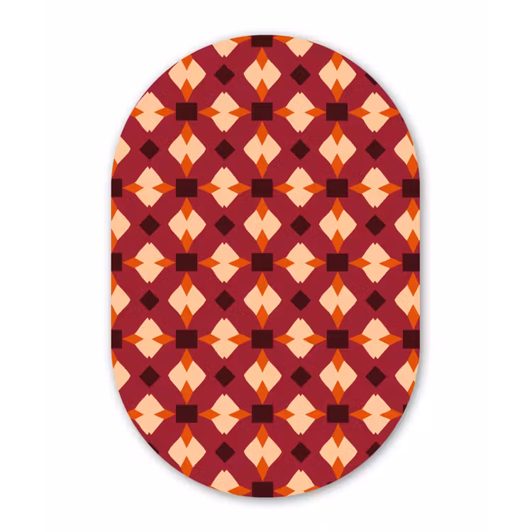 Retro - Patroon - Kleurrijk Wandcirkel Ovaal Forex klein 630 -3d