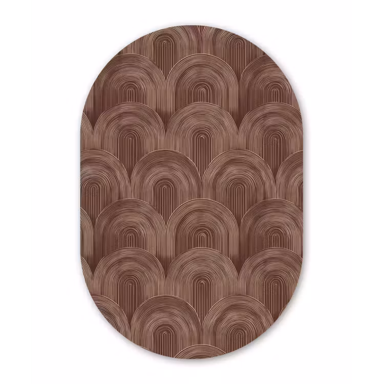 Ritmisch - Effect - Bruin Wandcirkel Ovaal Forex klein 630 -3d