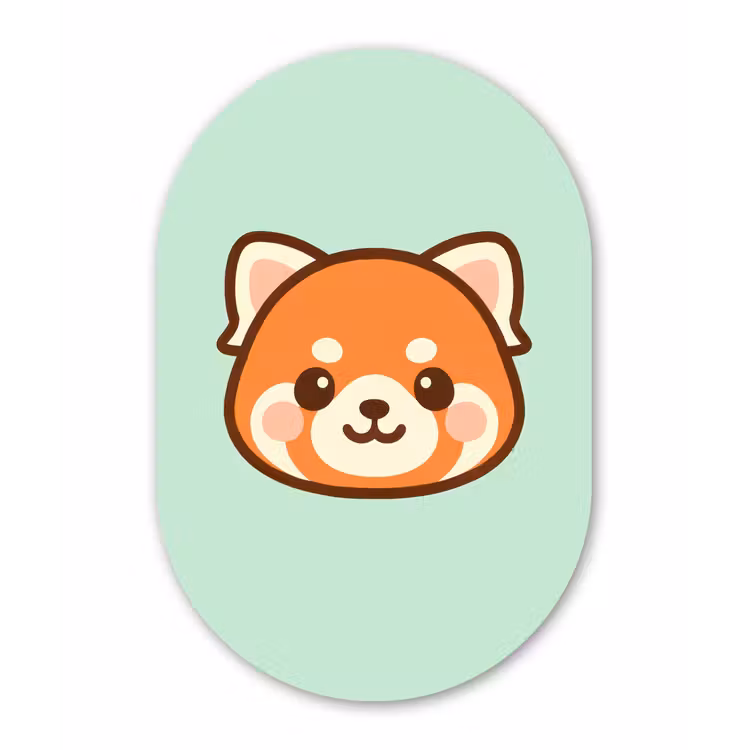 Rode panda - Groen - Cartoon Wandcirkel Ovaal Forex klein -3d