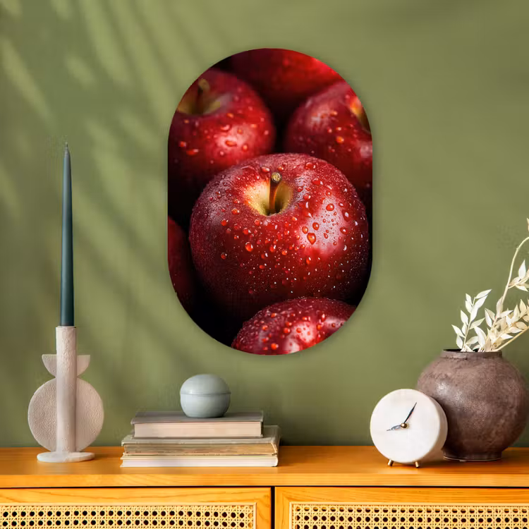 Rood - Appels - Fruit Wandcirkel Ovaal Forex klein -sfeer2