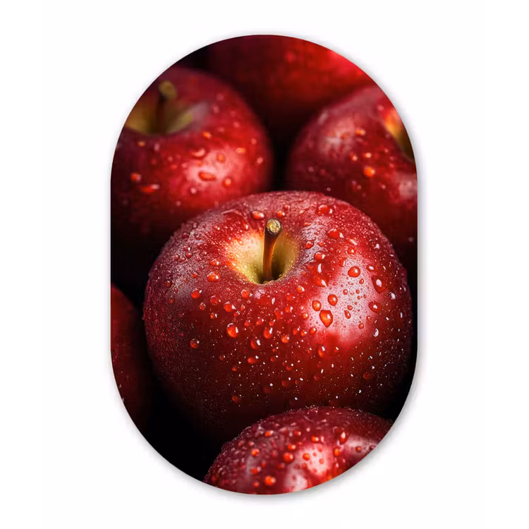 Rood - Appels - Fruit Wandcirkel Ovaal Forex klein -3d