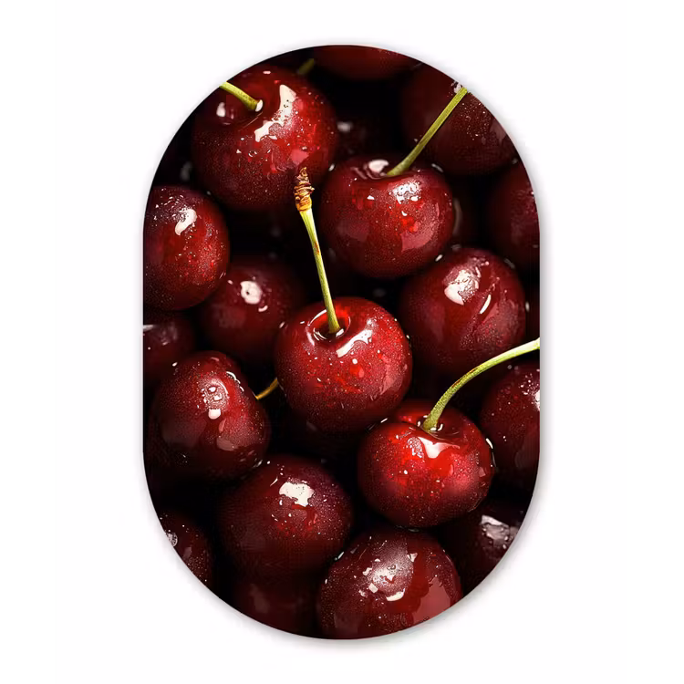 Rood - Fruit - Kersen Wandcirkel Ovaal Forex klein -3d