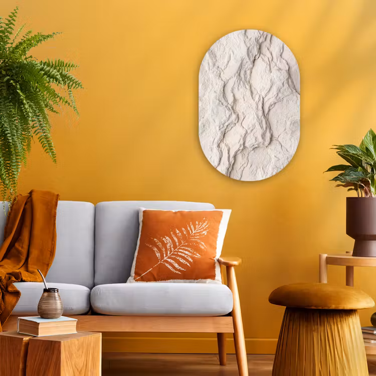 Rots - Structuur - Natuur - Beige - Abstract Wandcirkel Ovaal Forex klein -sfeer4