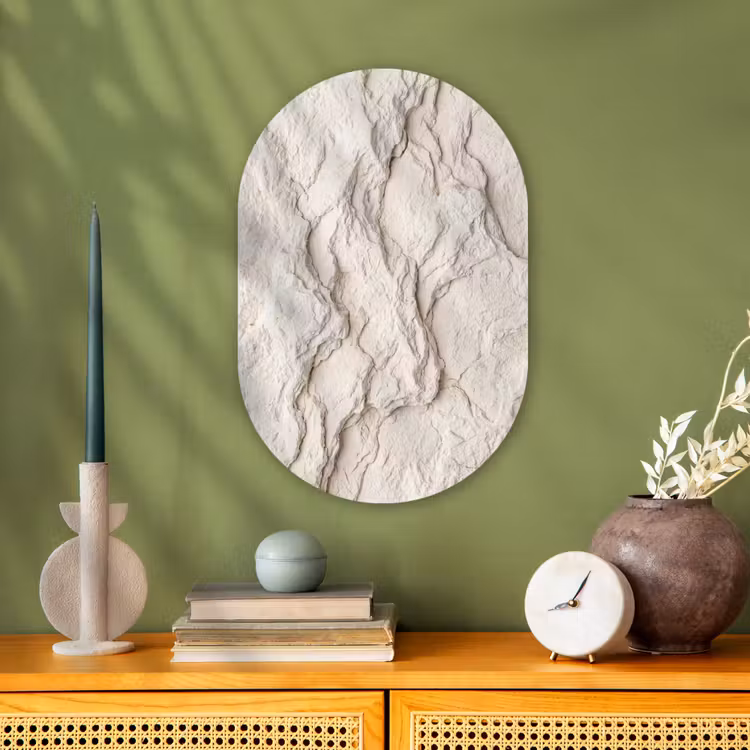 Rots - Structuur - Natuur - Beige - Abstract Wandcirkel Ovaal Forex klein -sfeer2