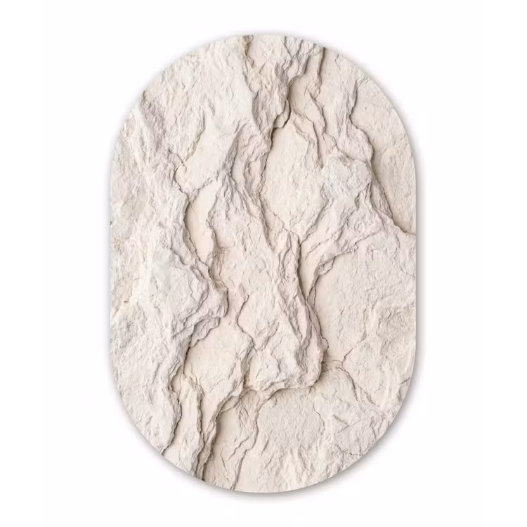 Rots - Structuur - Natuur - Beige - Abstract Wandcirkel Ovaal Forex klein -3d