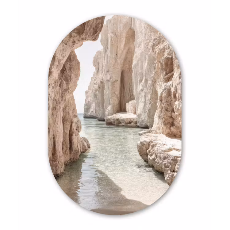 Rotsen - Zee - Zand - Kloof Wandcirkel Ovaal Forex klein -3d