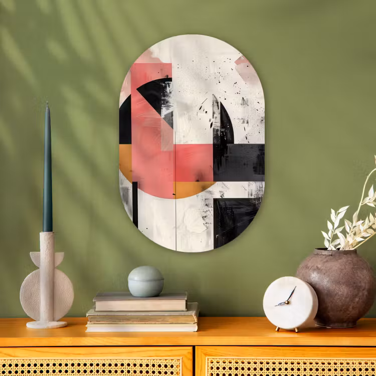 Roze - Abstract - Aesthetic - Modern - Vormen Wandcirkel Ovaal Forex klein -sfeer2