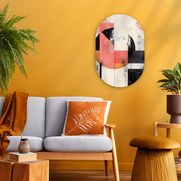 Roze - Abstract - Aesthetic - Modern - Vormen Wandcirkel Ovaal Forex klein -sfeer4